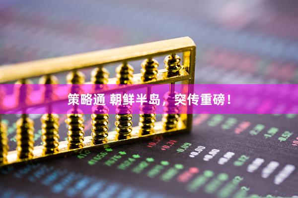 策略通 朝鲜半岛，突传重磅！